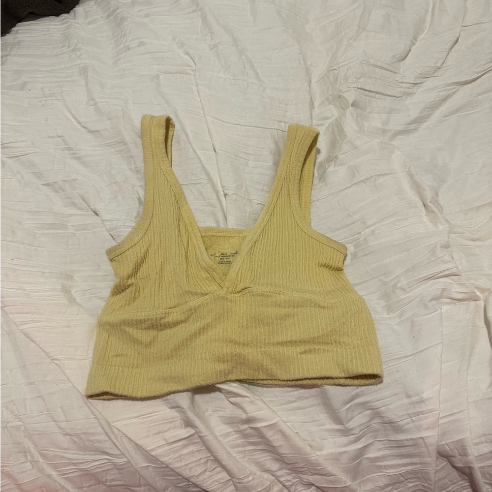 Women's Yellow Ribbed Top